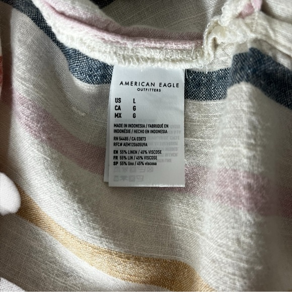 American  Eagle Womens Baggy
Cropped Shirt Striped Button Top
Long Sleeve. - Picture 5 of 7